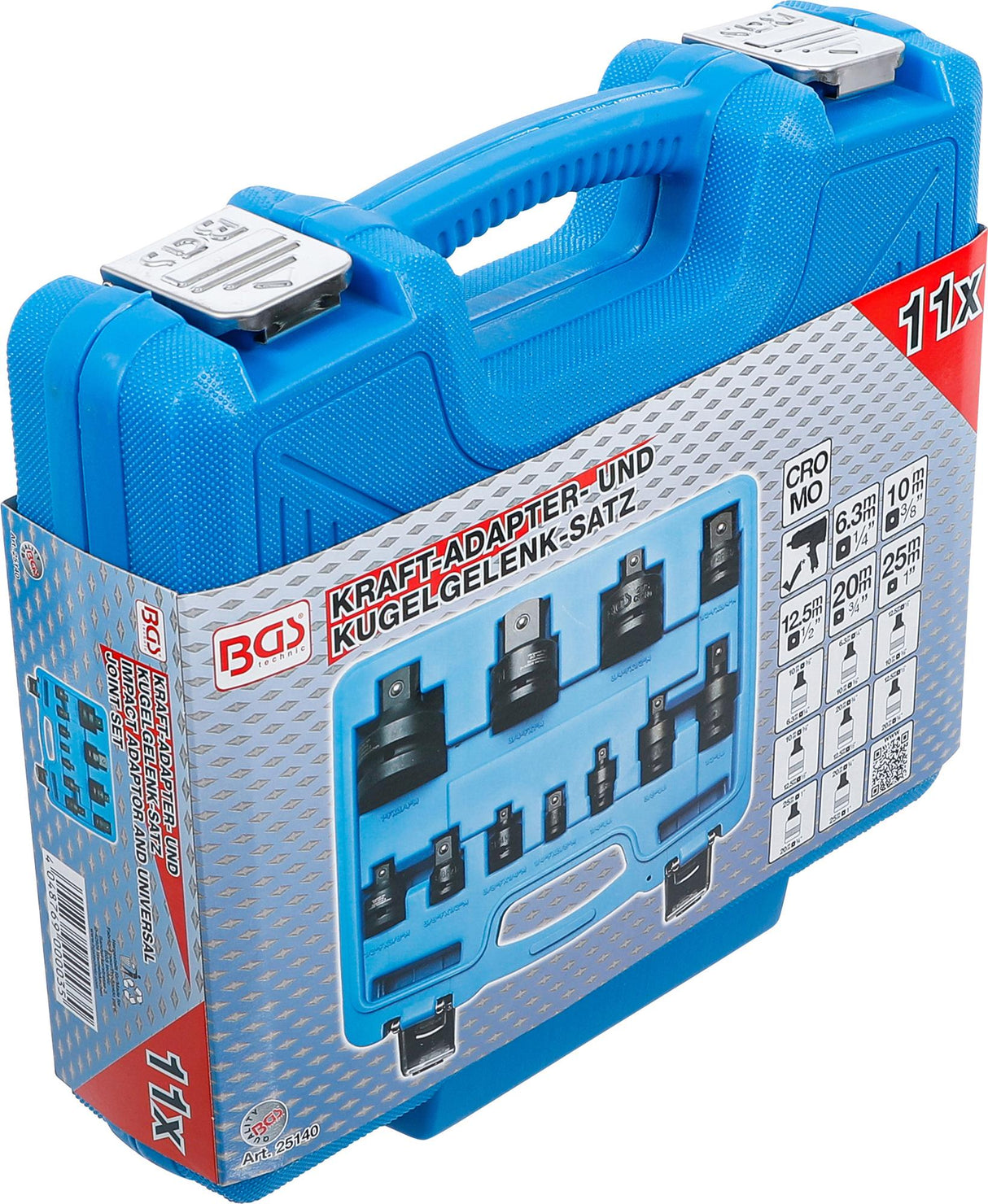IMPACT ADAPTOR AND UNIVERSAL JOINT SET | 6.3 MM (1/4") - 25 MM (1") | 11 PCS. (25140)