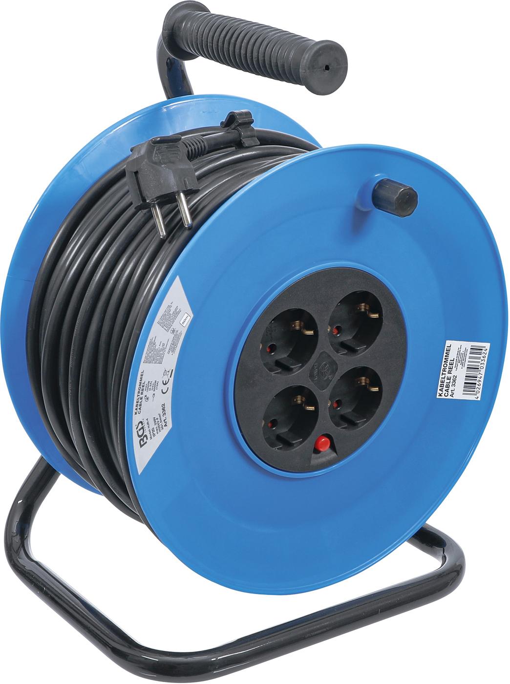 CABLE REEL | 50 M | 3X1,5 MM² | 4 SOCKET OUTLETS | IP 20 | 3000 W (3362)