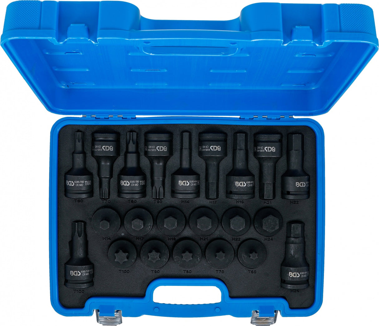 IMPACT BIT SOCKET SET | 20 MM (3/4") DRIVE | INTERNAL HEXAGON, T-STAR (FOR TORX) | 22 PCS. (6185)