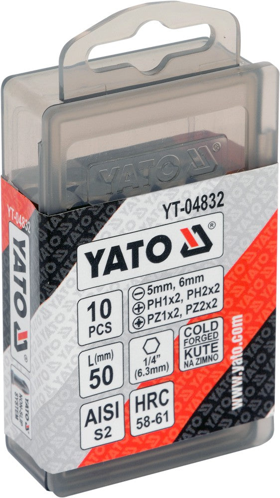 SCREWDRIVER BIT SET 50MM 10PCS (YT-04832)