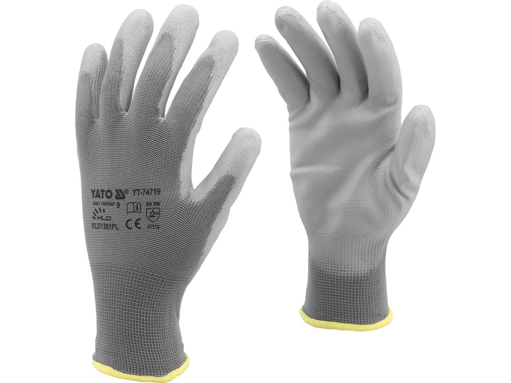 WORKING GLOVES POLYESTER/PU GREY S. 10 (YT-7472)