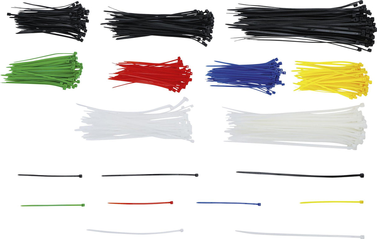 CABLE TIE ASSORTMENT | COLOURED | 100 - 150 - 200 MM | 450 PCS. (80873)
