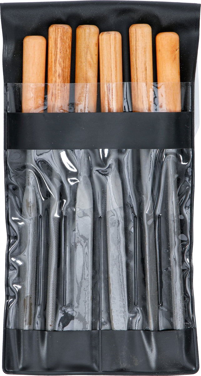 KEY FILE SET | WOODEN HANDLE | 100 MM | 6 PCS. (50201)