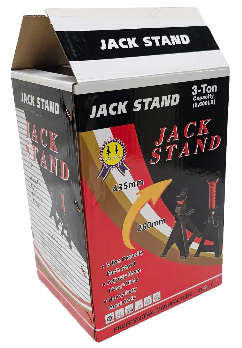 AXLE STAND SET 3 T | RUBBER, LOCKING PINS | 260-435 MM | 2 PCS. (JJ004)