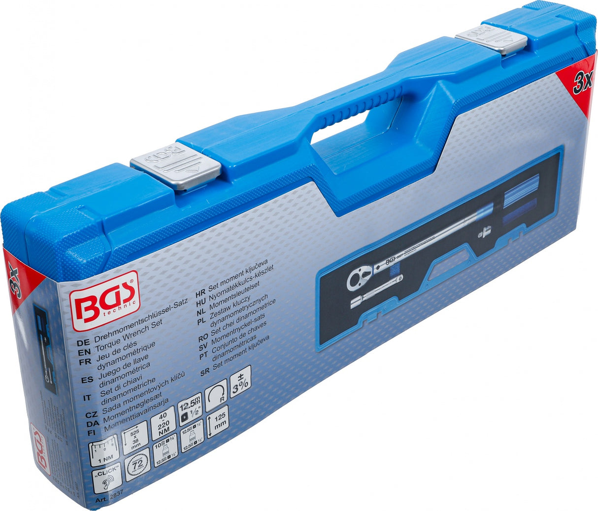 TORQUE WRENCH SET | WITH ADAPTOR + EXTENSION BAR | 12.5 MM (1/2") | 40 - 220 NM | 3 PCS. (2837)