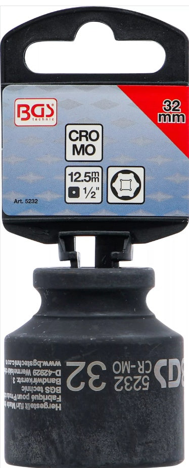 IMPACT SOCKET, HEXAGON | 12.5 MM (1/2") DRIVE | 32 MM (5232)