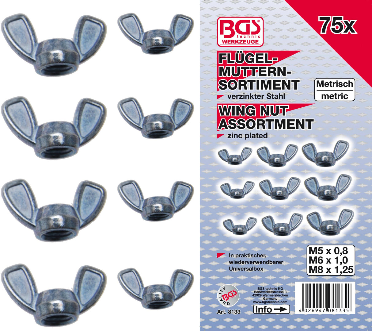 WING NUT ASSORTMENT | 75 PCS. (8133)
