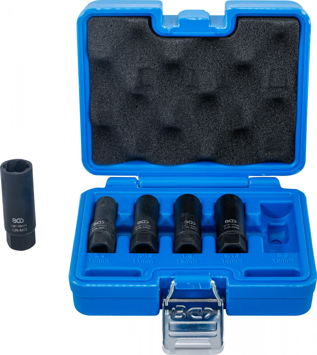 TWIST SOCKET SET (SPIRAL PROFILE) / SCREW EXTRACTOR, DEEP | 10 MM (3/8") DRIVE | 10 - 16 MM | 5 PCS. (74568)