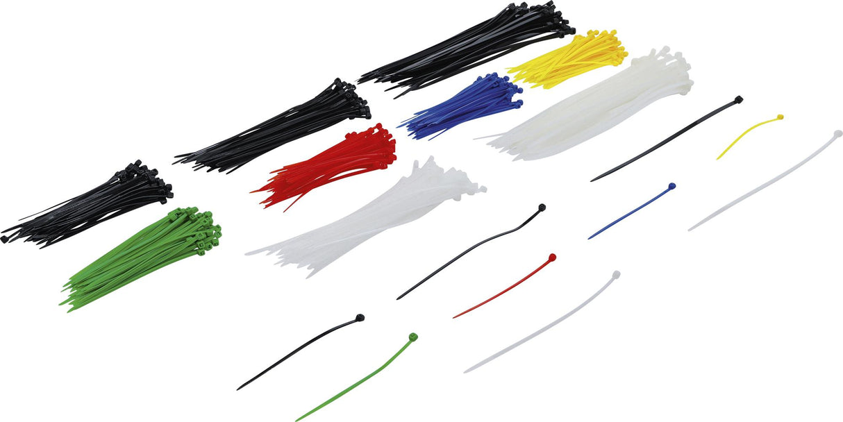 CABLE TIE ASSORTMENT | COLOURED | 100 - 150 - 200 MM | 450 PCS. (80873)
