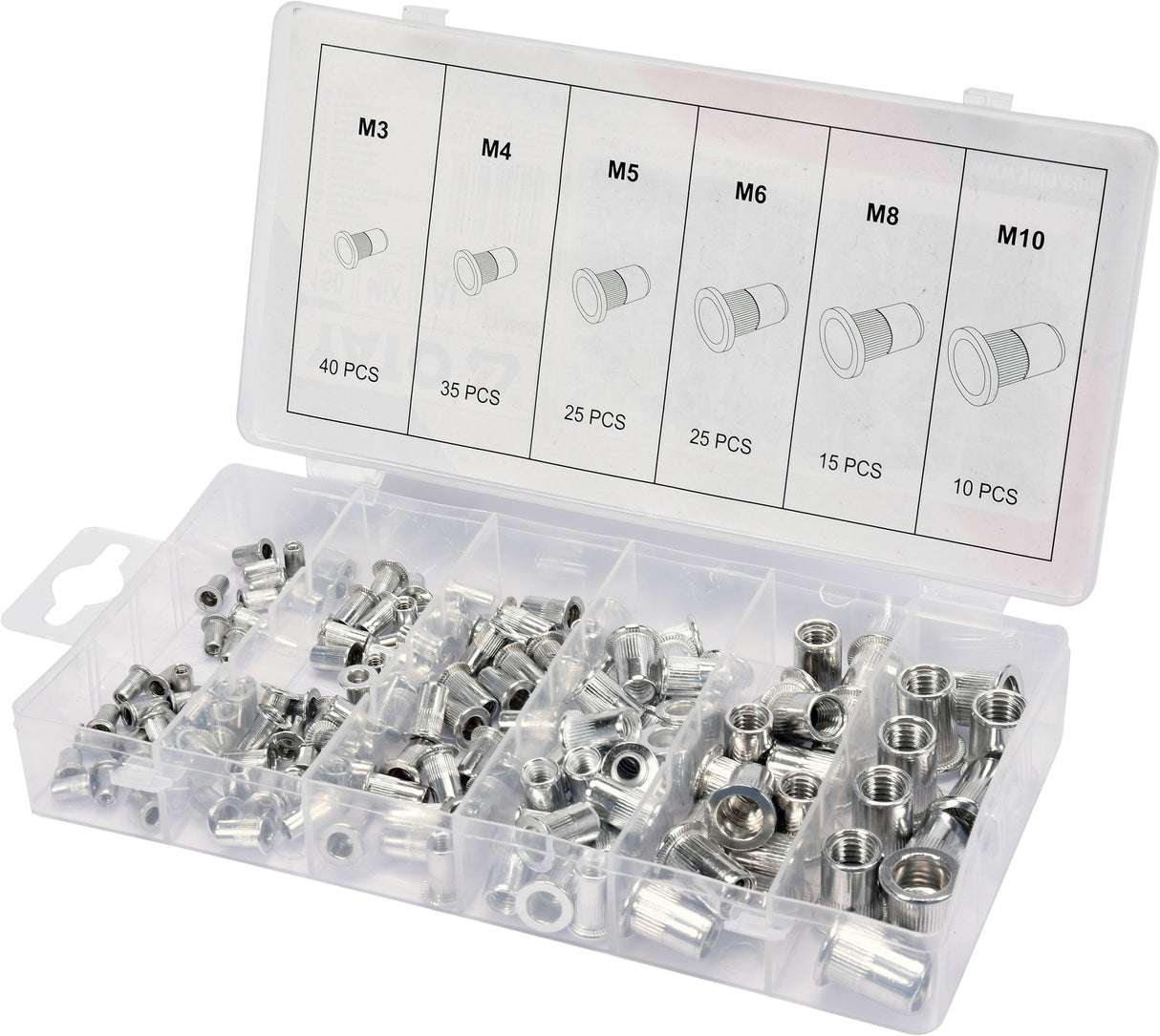 150 PCS M3-M10 MIXED THRE ALUMI RIV NUTS (YT-36460)