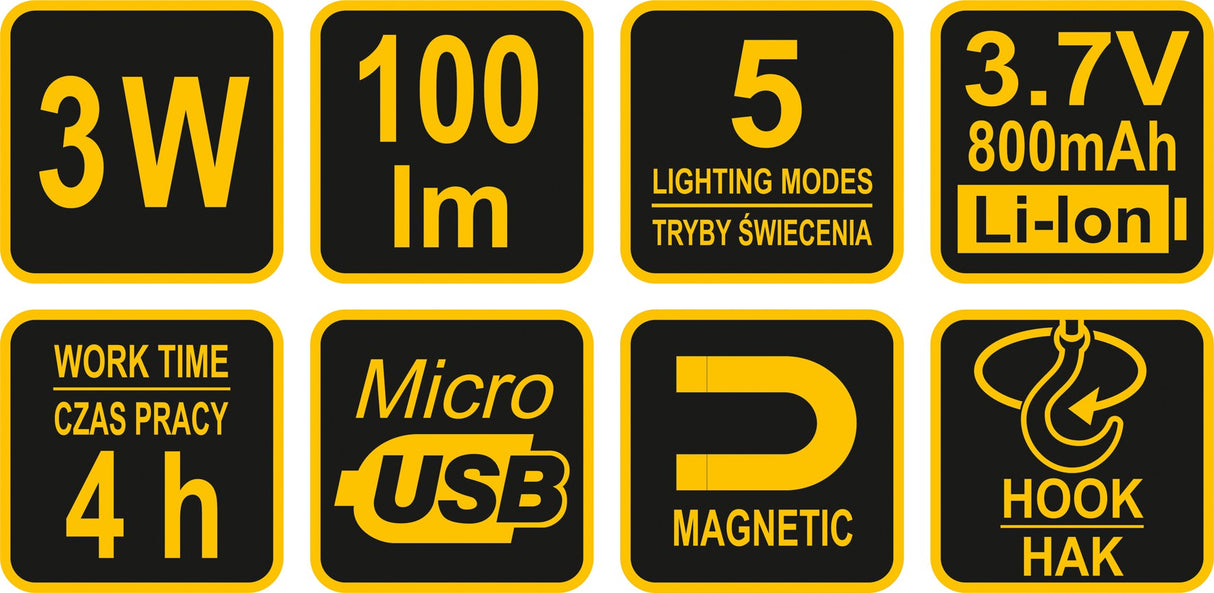 ROTATING HAND LAMP COB LED 3W RECHARGE. (82723)
