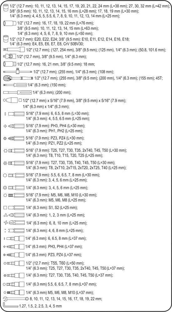 TOOL SET 1/2" 216PCS (58691)