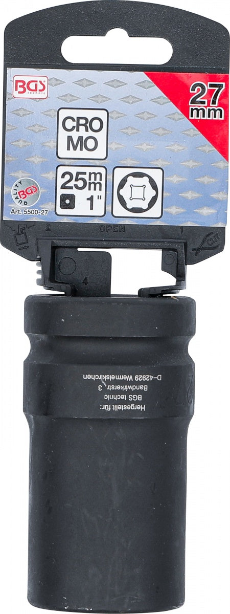 IMPACT SOCKET HEXAGON, DEEP | 25 MM (1") DRIVE | 27 MM (5500-27)