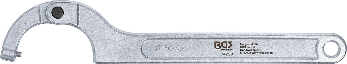 ADJUSTABLE HOOK WRENCH WITH PIN | 50 - 80 MM (74229)