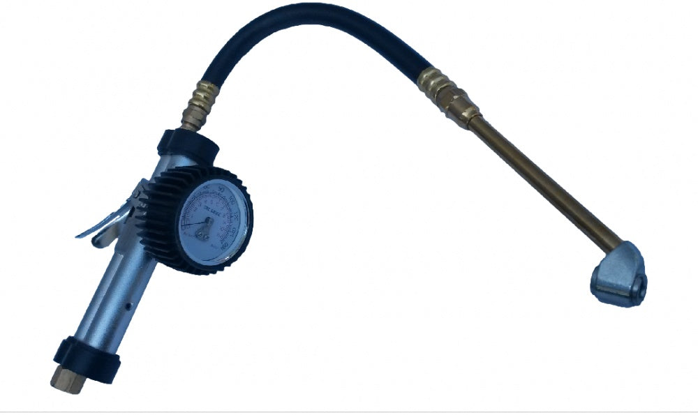 INFLATOR GUN WITH PRESSURE GAUGE 11 BAR AND EXTENSION FOR DUAL WHEELS (H1828L)