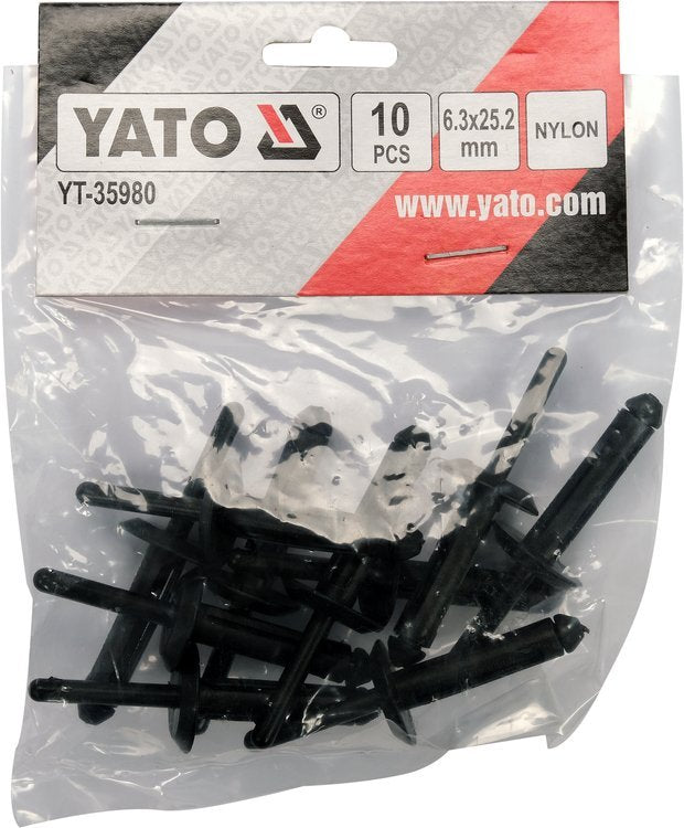 PLASTIC BLIND RIVETS 6.3X25.2MM 10PCS (YT-35980)
