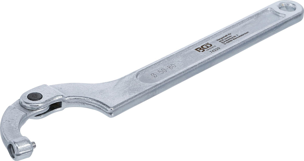 ADJUSTABLE HOOK WRENCH WITH PIN | 50 - 80 MM (74229)
