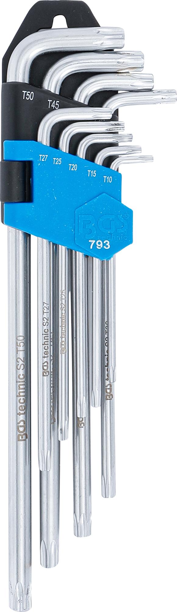 L-TYPE WRENCH SET | EXTRA LONG | T-STAR (FOR TORX) T10 - T50 | 9 PCS. (793)