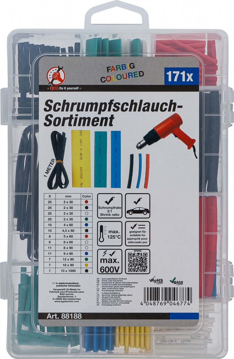 SHRINK TUBE ASSORTMENT | COLOURED | 171 PCS. (88188)