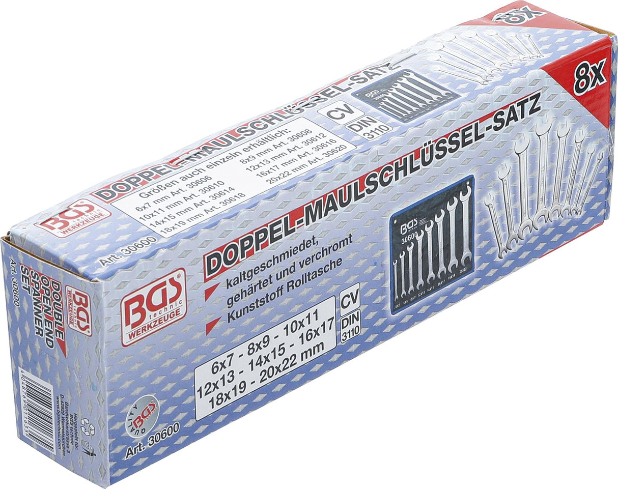 DOUBLE OPEN END SPANNER SET | 6 - 22 MM | 8 PCS. (30600)