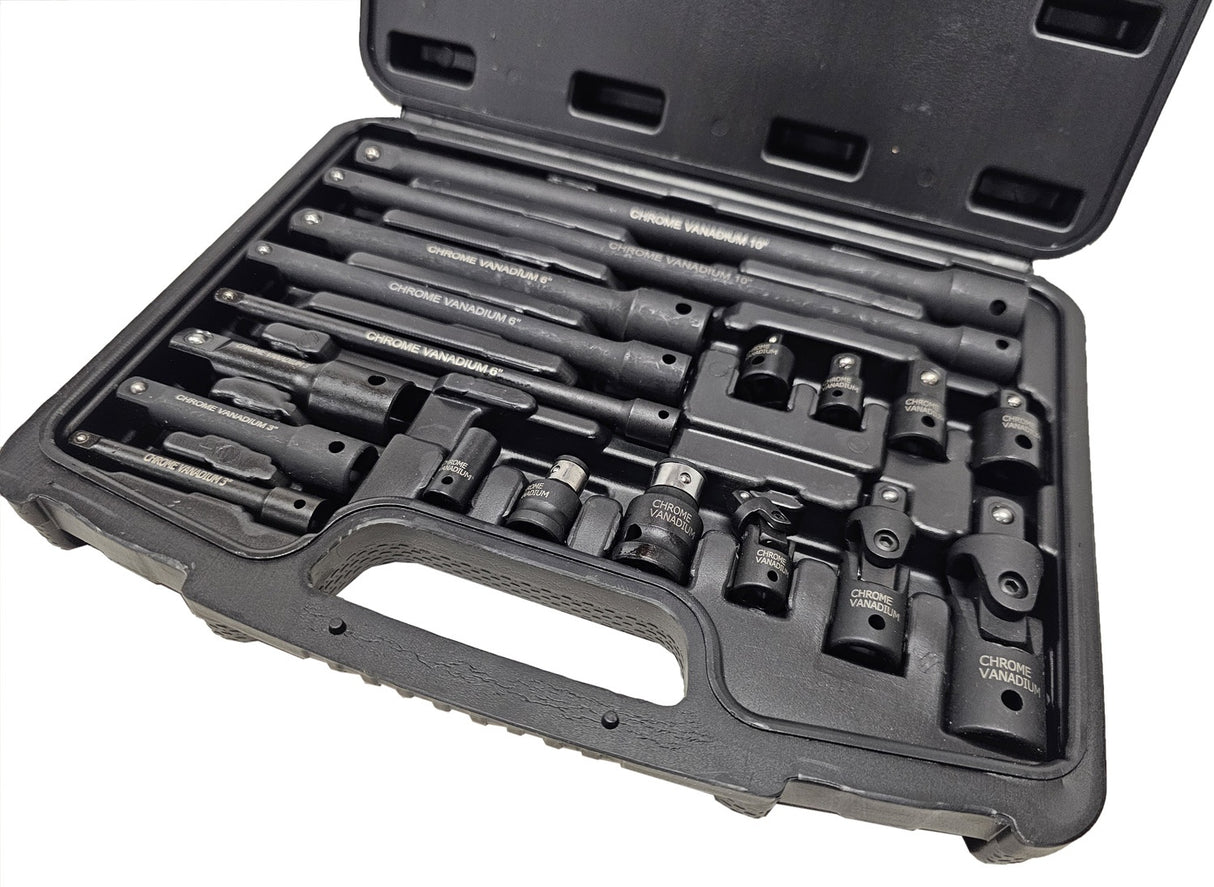 SET OF IMPACT EXTENSION BARS / ADAPTERS / JOINTS | 6.3 MM (1/4") / 10 MM (3/8") / 12.5 MM (1/2") | 18 PCS. (DT18S)