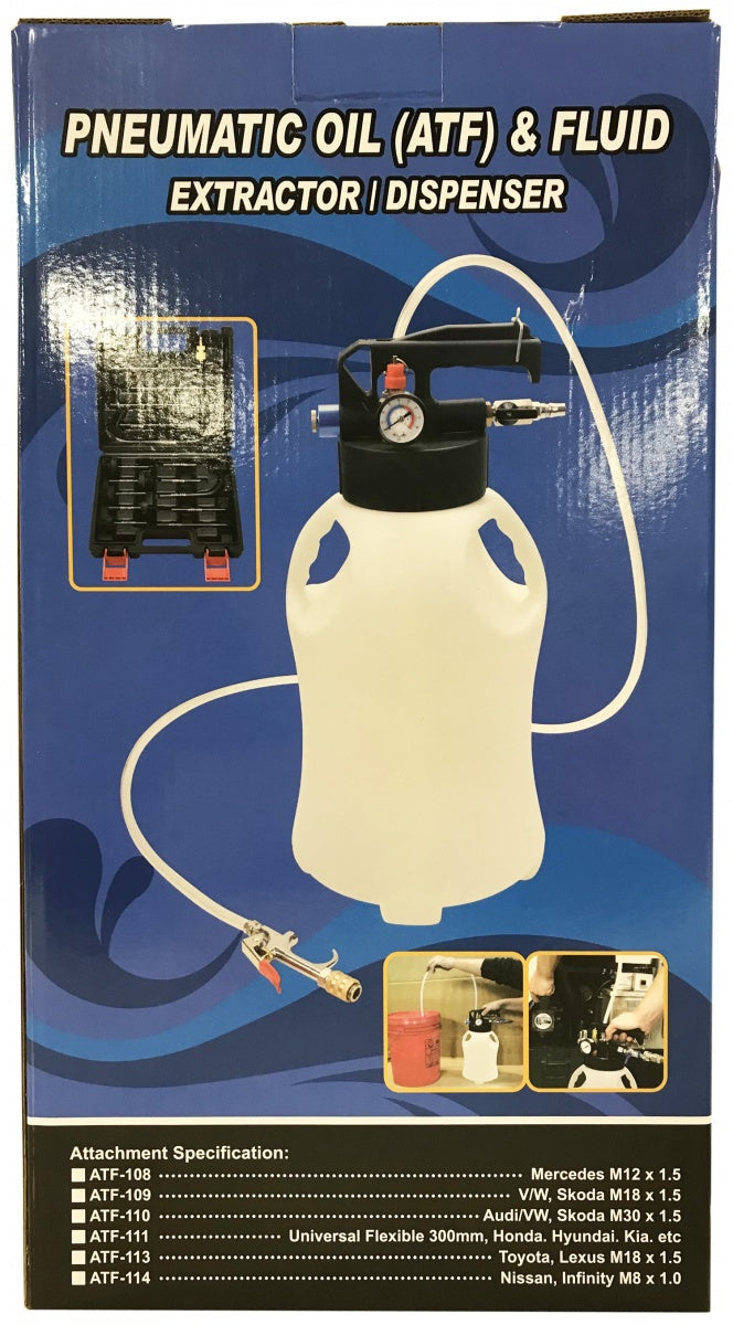 PNEUMATIC OIL FILLING AND EXTRACTION DEVICE WITH ATF ADAPTERS | 6 L | 15 PCS. (FD6L)