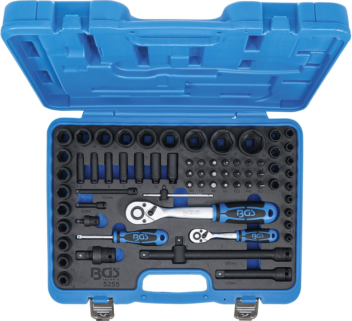 IMPACT SOCKET SET HEXAGON | 6.3 MM (1/4") + 12.5 MM (1/2") | 69 PCS. (5255)