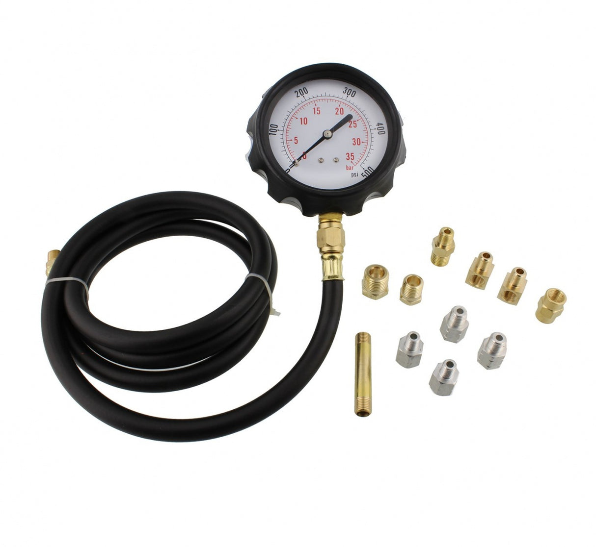 OIL PRESSURE GAUGE WITH ADAPTERS | 0-500 PSI | LONG HOSE (57675V)
