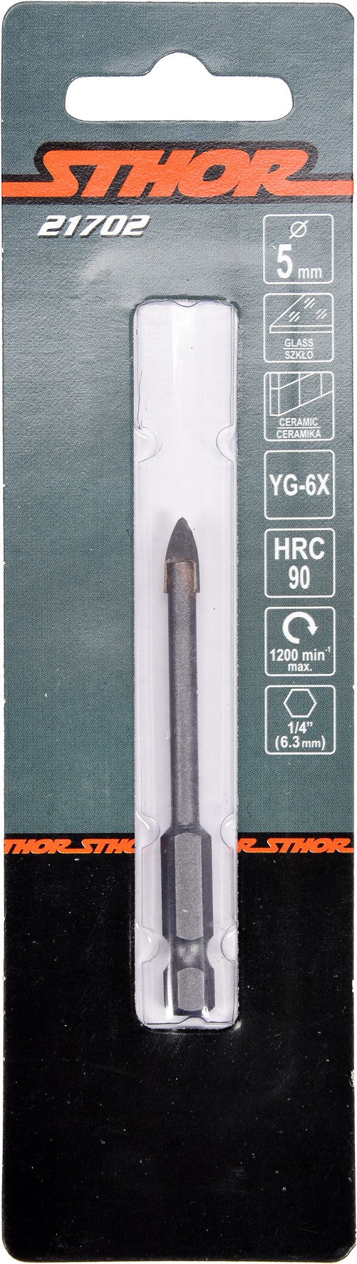 GLASS AND TILE DRILL WITH HEX SHANK 5MM (21702)