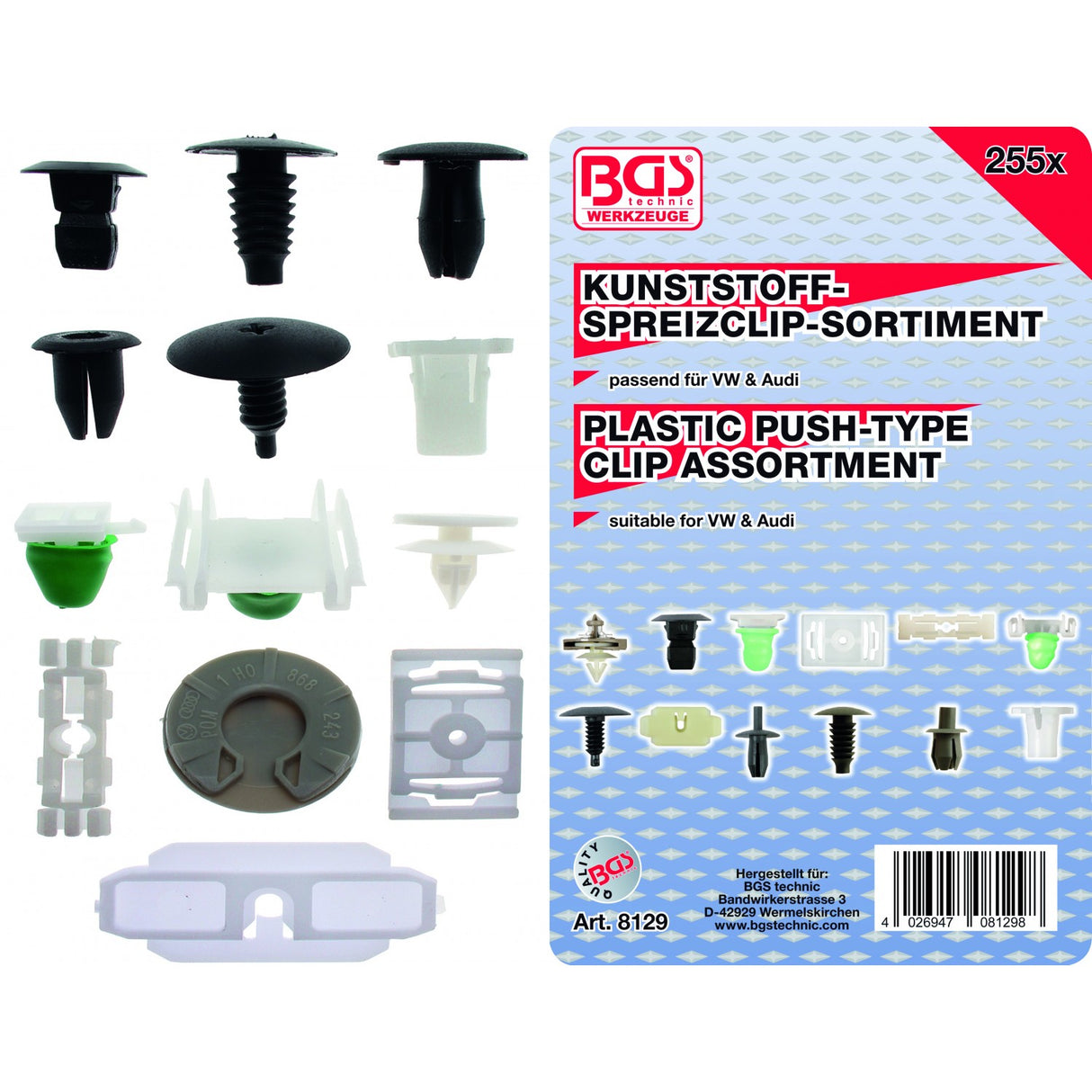 AUTOMOTIVE CLIP ASSORTMENT FOR VW VEHICLES | 255 PCS. (8129)
