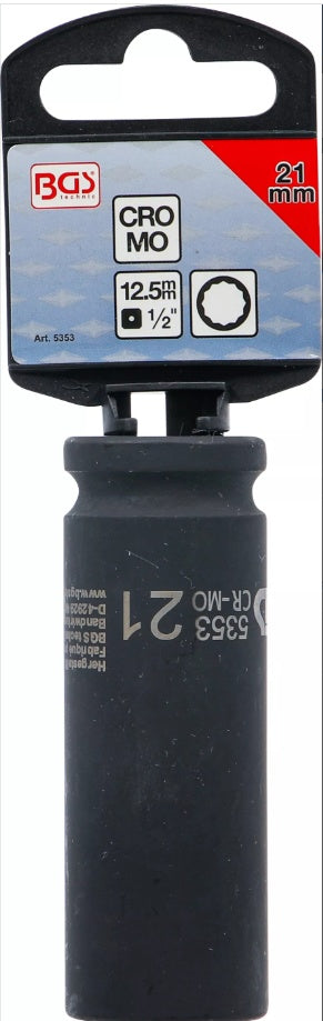 IMPACT SOCKET, 12-POINT, DEEP | 12.5 MM (1/2") DRIVE | 21 MM (5353)