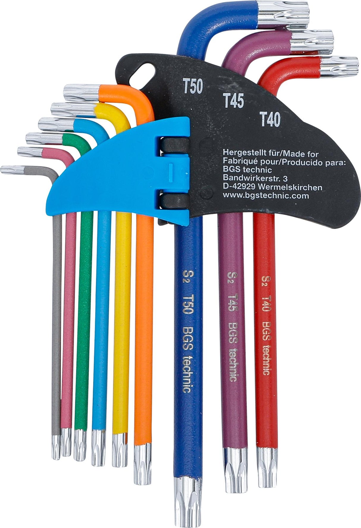 L-TYPE WRENCH SET | MULTICOLOUR | T-STAR (FOR TORX) T10 - T50 | 9 PCS. (74458)