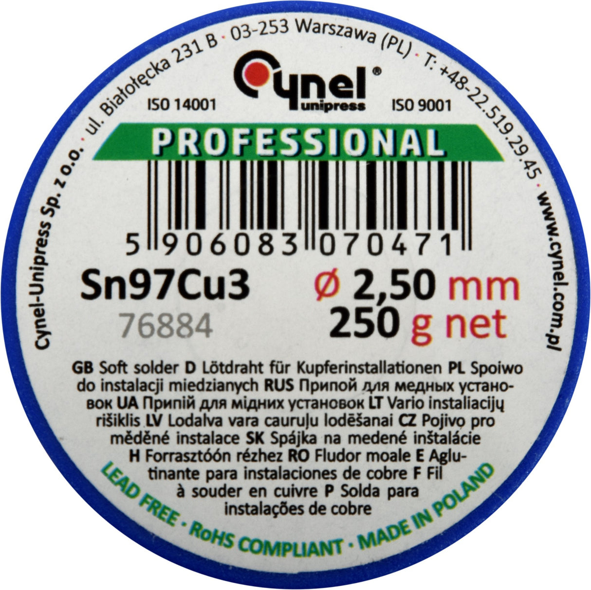 SOFT SOLDER 2.5MM 250G (76884)