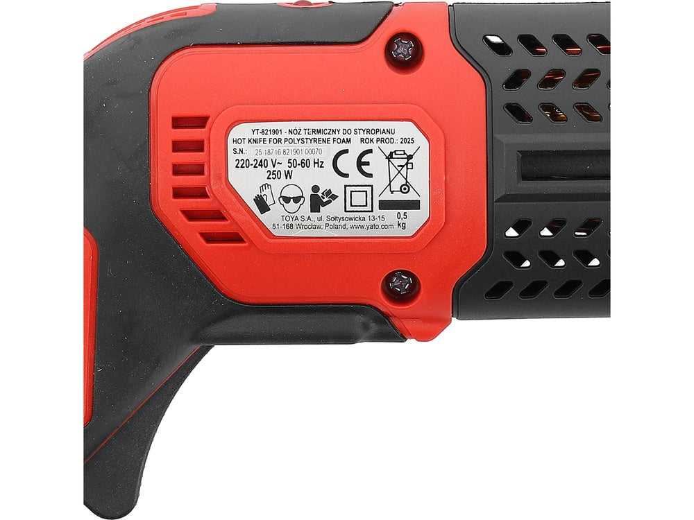 ELECTRIC HOT KNIFE FOR PLASTIC / FOAM / WAX | 250W (YT-821901)