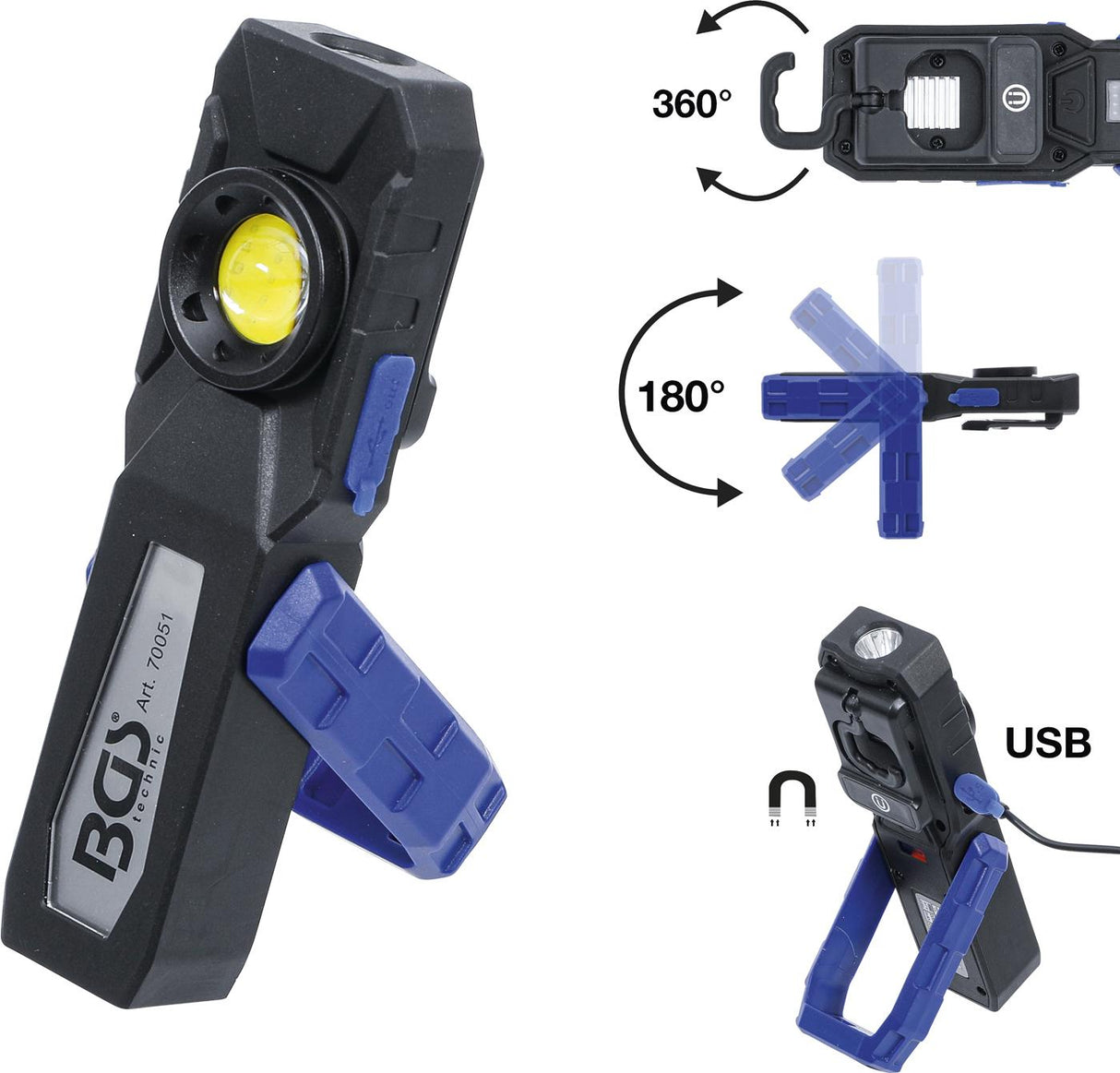 COB LED WORKSHOP LAMP WITH MAGNET AND HOOK | FOLDABLE (70051)
