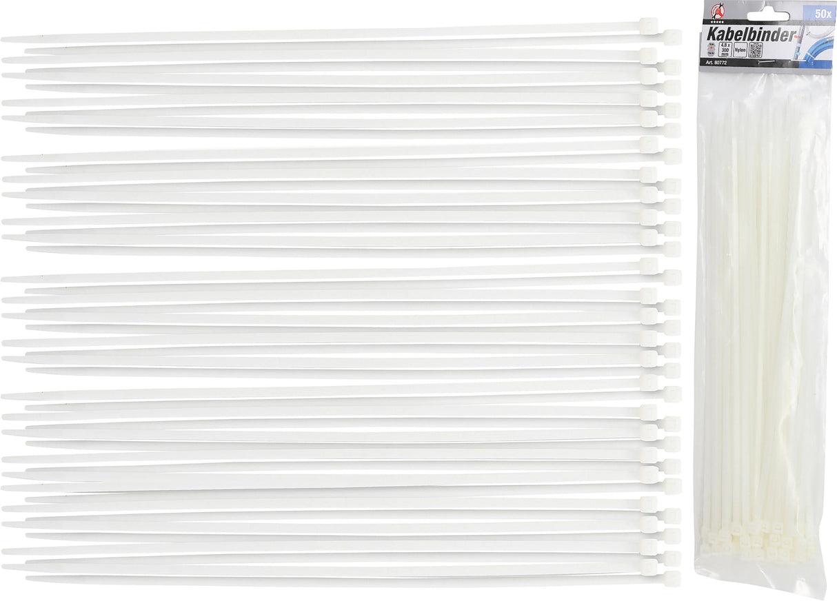 CABLE TIE ASSORTMENT | WHITE | 4.8 X 300 MM | 50 PCS. (80772)