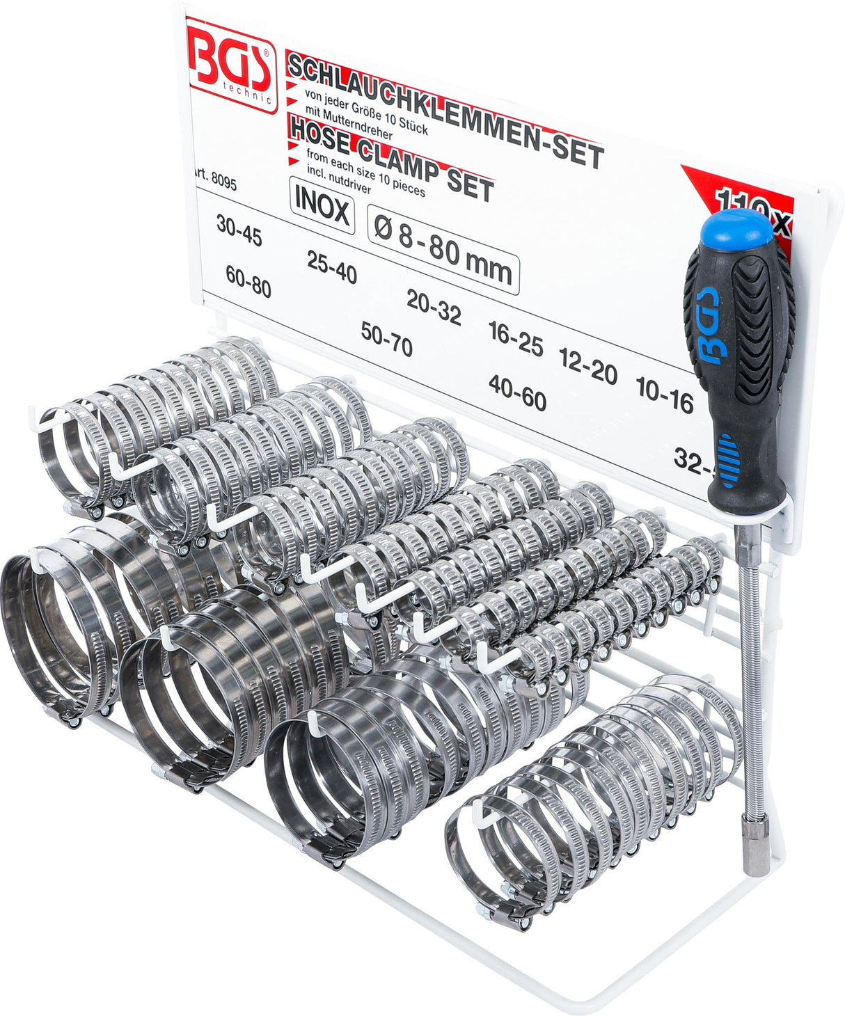 HOSE CLAMP SET | STAINLESS | ON DISPLAY BOARD | 111 PCS. (8095)