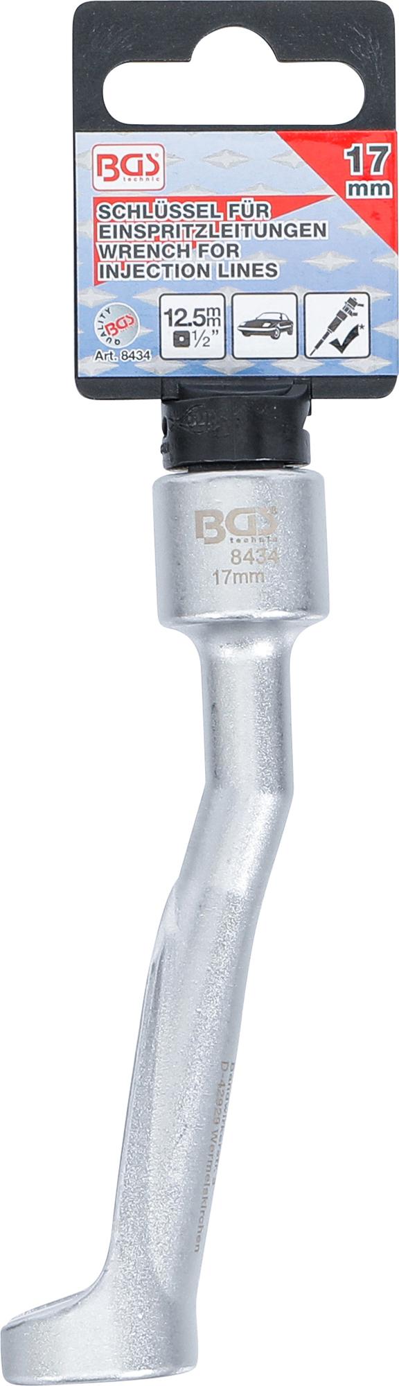 SPECIAL WRENCH FOR INJECTION LINES | FOR BMW, OPEL / VAUXHALL 2.5TD, MERCEDES-BENZ | 12,5 MM (1/2") DRIVE | 17 MM (8434)
