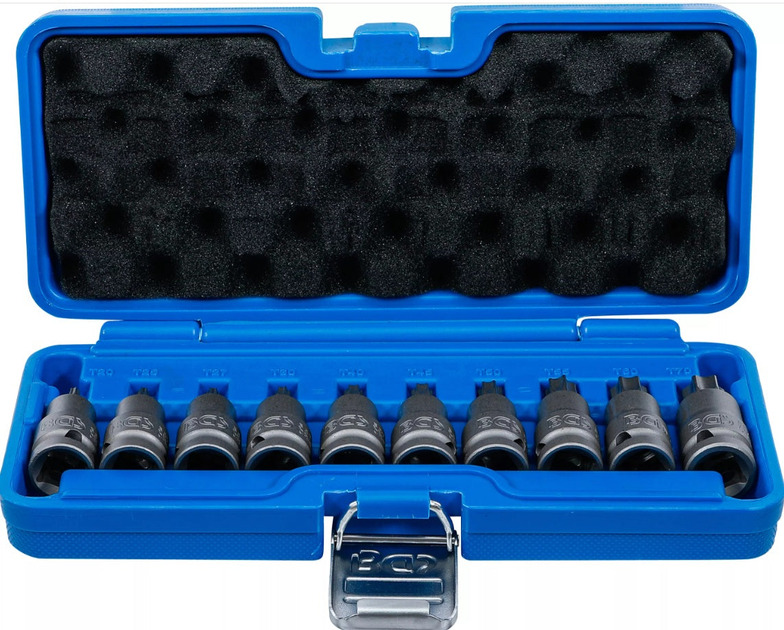 IMPACT BIT SOCKET SET | 12.5 MM (1/2") DRIVE | T-STAR (FOR TORX) T20 - T70 | 10 PCS. (5097)