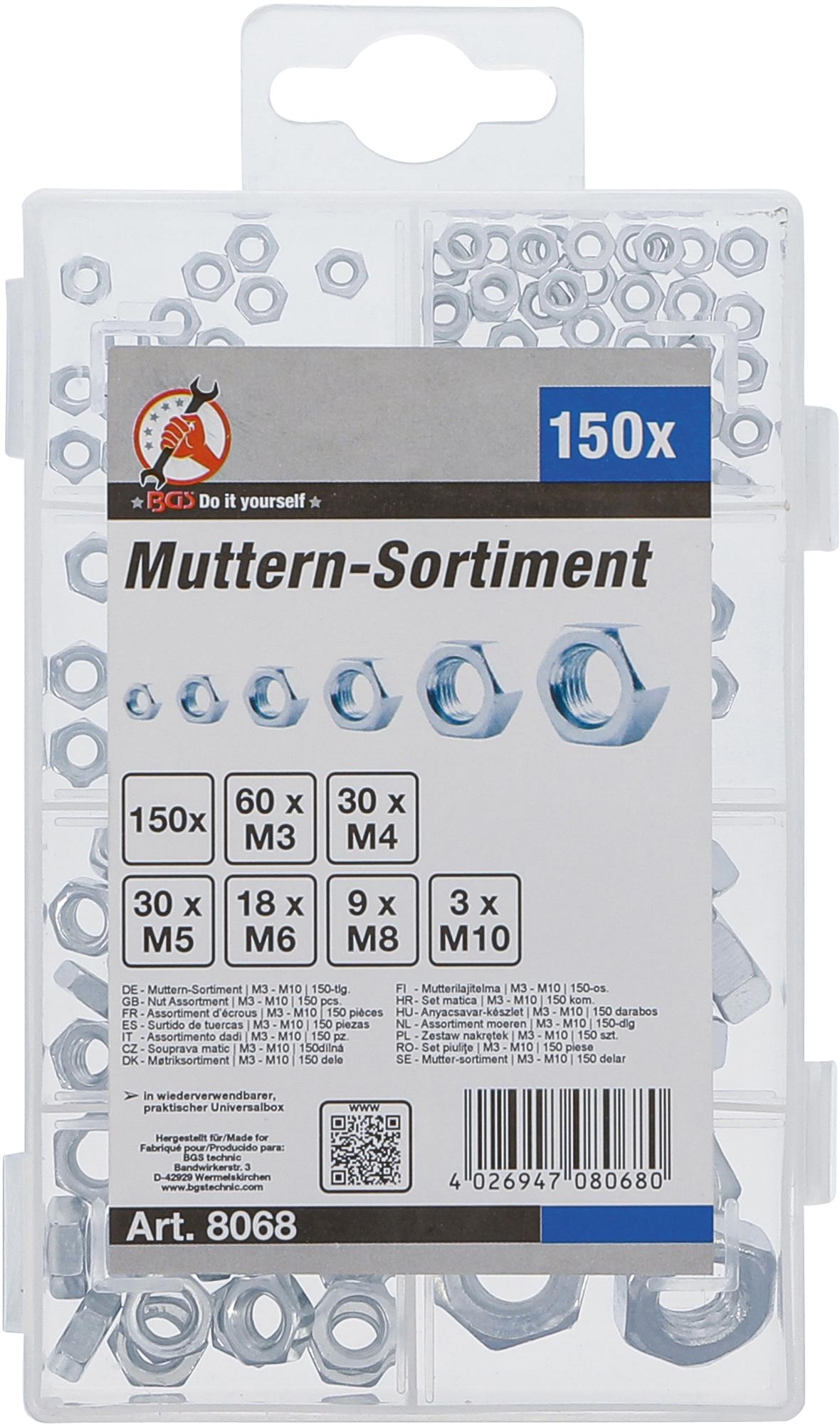 NUT ASSORTMENT | M3 - M10 | 150 PCS. (8068)
