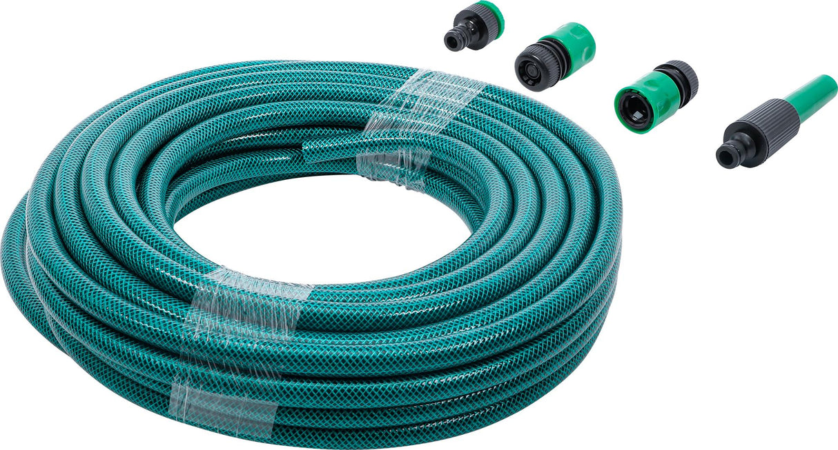 WATER HOSE | PVC | WITH WATER SPRAY GUN AND QUICK COUPLINGS | 15 M | 6-PCS. (70906)