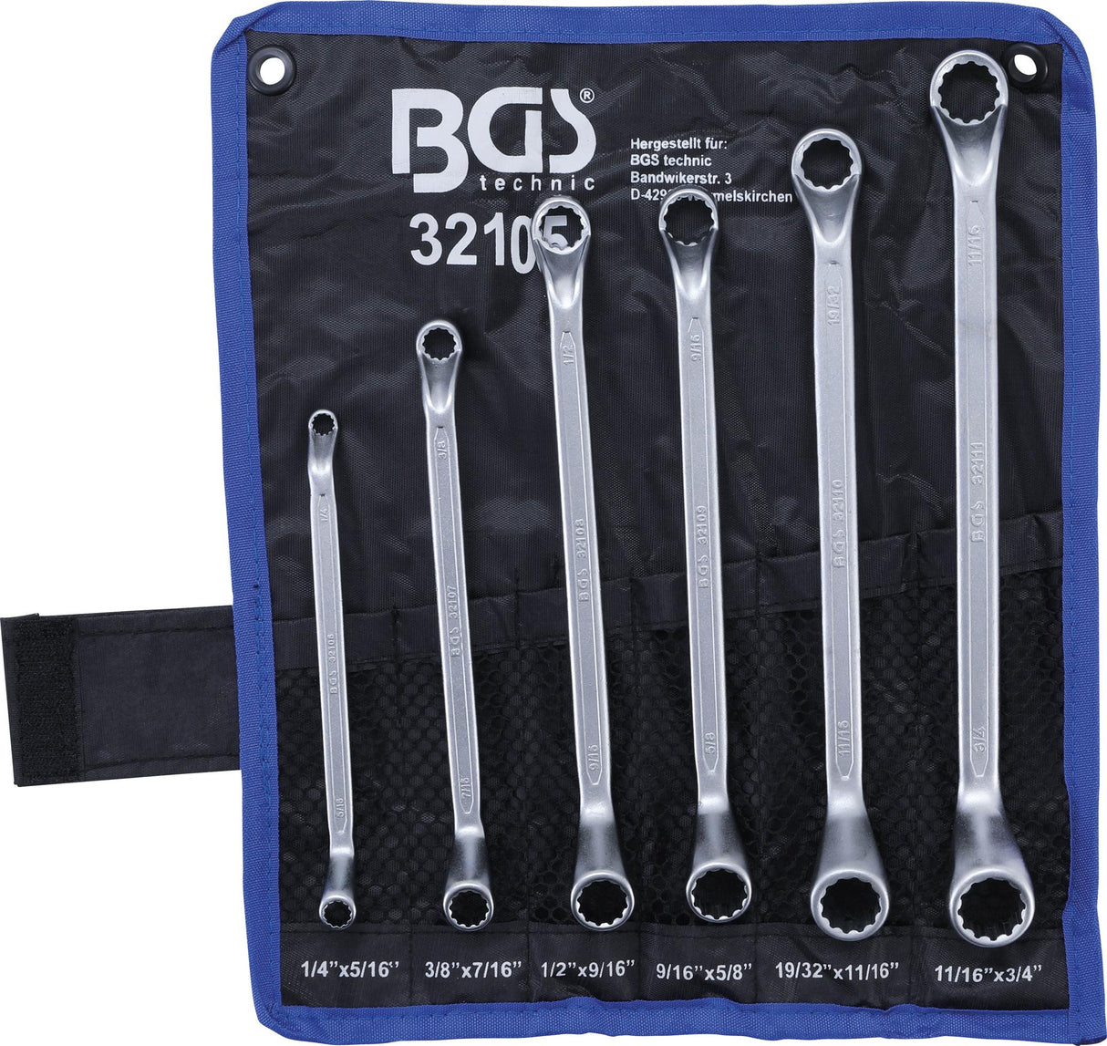 DOUBLE RING SPANNER SET | DEEP OFFSET ENDS | INCH SIZES | 1/4" - 3/4" | 6 PCS. (32105)