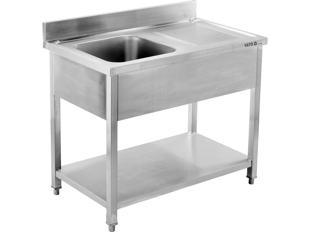 STAINLESS STEEL TABLE WITH SINK | 100 X 60 CM (YG-30900)