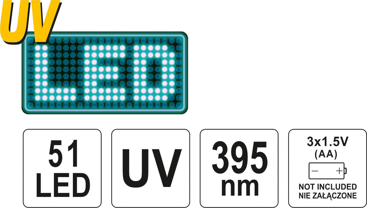 UV FLASHLIGHT 51 LED AND GLASSES SET (YT-08581)