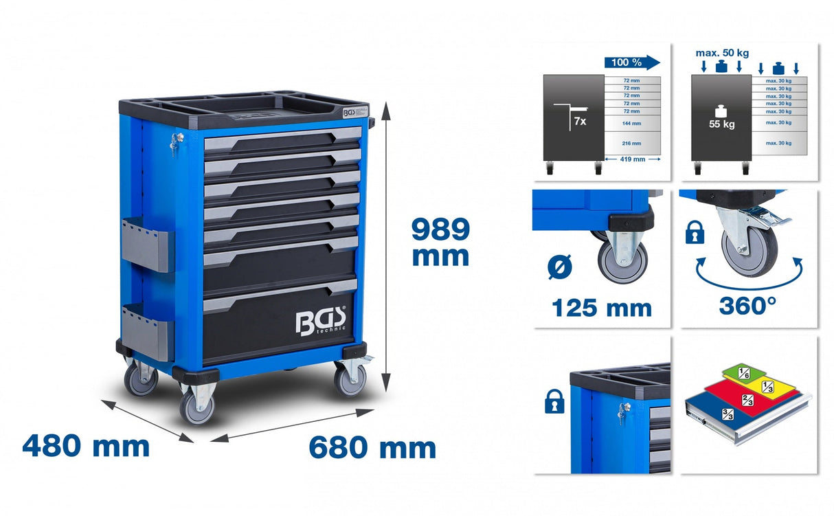 TOOL CABINET ON WHEELS | WITH TOOLS | 7 DRAWERS | 246 PCS (6068)