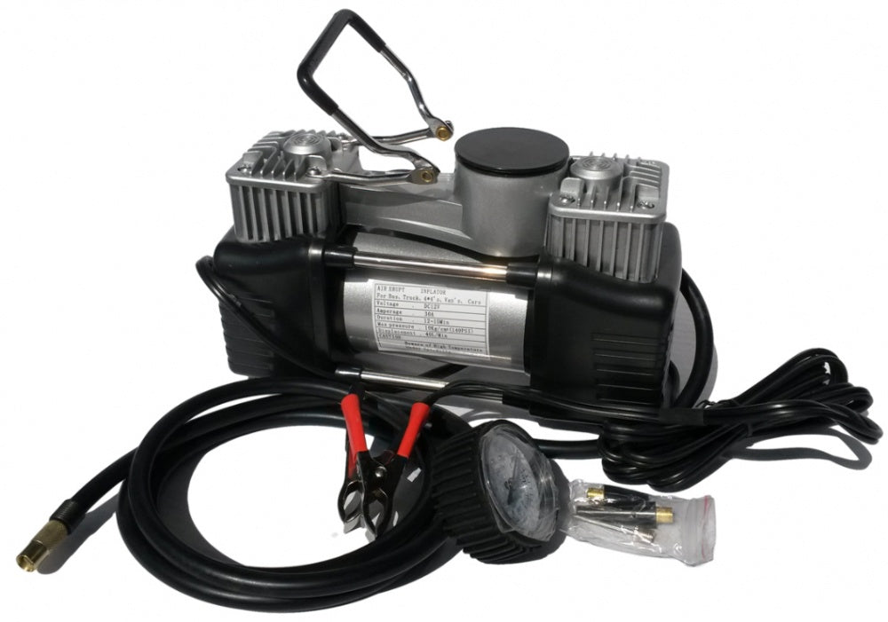 AIR COMPRESSOR 2X30MM CYLINDERS, RUBBER HOSE 12V (BST1023)
