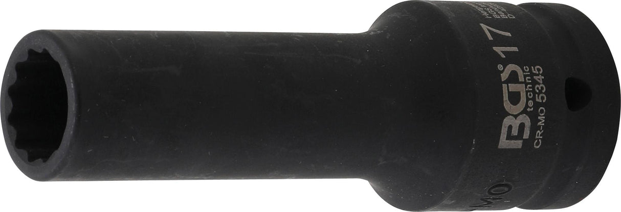 IMPACT SOCKET 12-POINT, DEEP | 20 MM (3/4") DRIVE | 17 MM (5345)