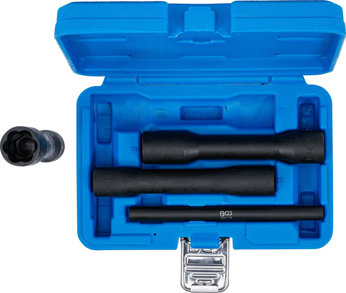 TWIST SOCKET SET (SPIRAL PROFILE) / SCREW EXTRACTOR, DEEP | 12.5 MM (1/2") DRIVE | 17 - 21 MM | 4 PCS. (5264)