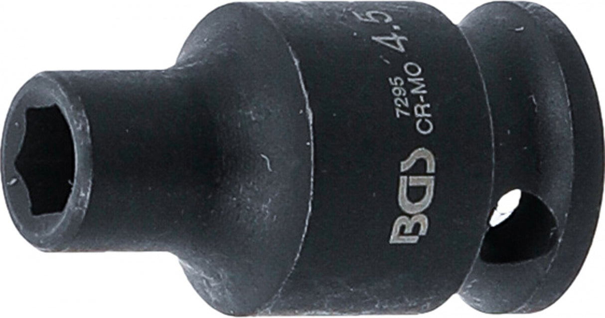 IMPACT SOCKET, HEXAGON | 6.3 MM (1/4") DRIVE | 4.5 MM (7295)
