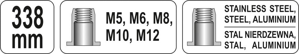 HAND NUT TOOL M5/ M6/ M8/ M10/ M12 (YT-36119)